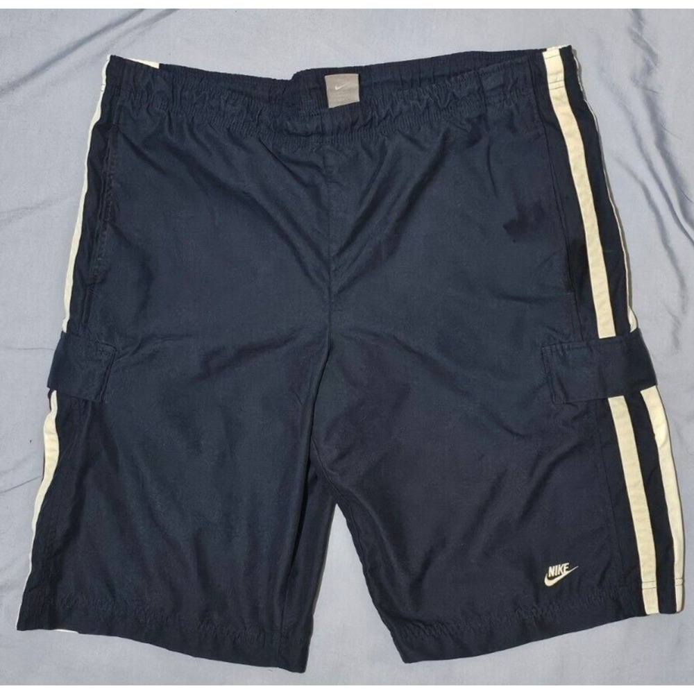 Vintage‎ Nike Shorts Baggy Black Cargo Pockets Silver Tag 90s Size Medium